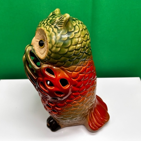 Owl Hollow Figurine Ornament Tea Candle Battery Operated 7” - Picture 3 of 10